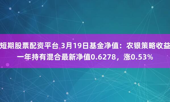 短期股票配资平台 3月19日基金净值：农银策略收益一年持有混合最新净值0.6278，涨0.53%