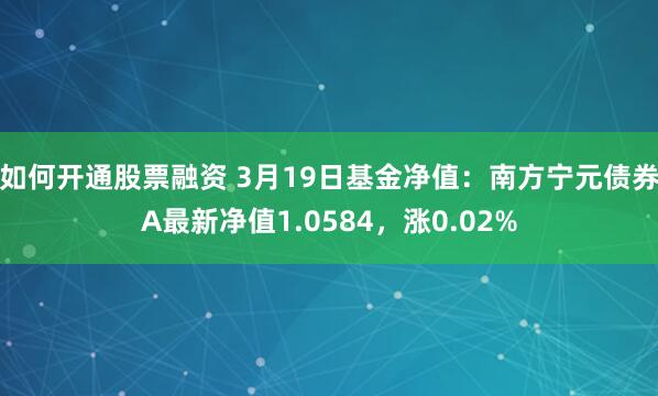 如何开通股票融资 3月19日基金净值：南方宁元债券A最新净值1.0584，涨0.02%