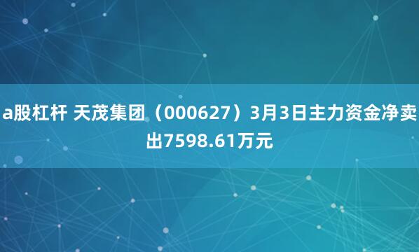 a股杠杆 天茂集团（000627）3月3日主力资金净卖出7598.61万元