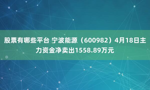 股票有哪些平台 宁波能源（600982）4月18日主力资金净卖出1558.89万元