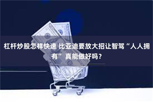 杠杆炒股怎样快速 比亚迪要放大招让智驾“人人拥有” 真能做好吗？