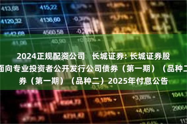 2024正规配资公司   长城证券: 长城证券股份有限公司2024年面向专业投资者公开发行公司债券（第一期）（品种二）2025年付息公告