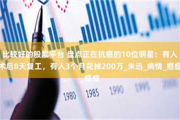比较好的股票平台 盘点正在抗癌的10位明星：有人术后8天复工，有人3个月花掉200万_朱迅_病情_癌症
